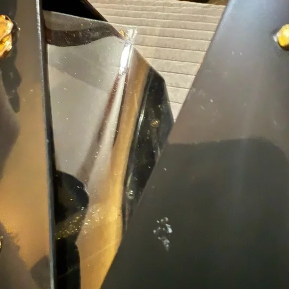 Plastic Black Clutch with Gold Leopard Handle - Picture 7 of 12